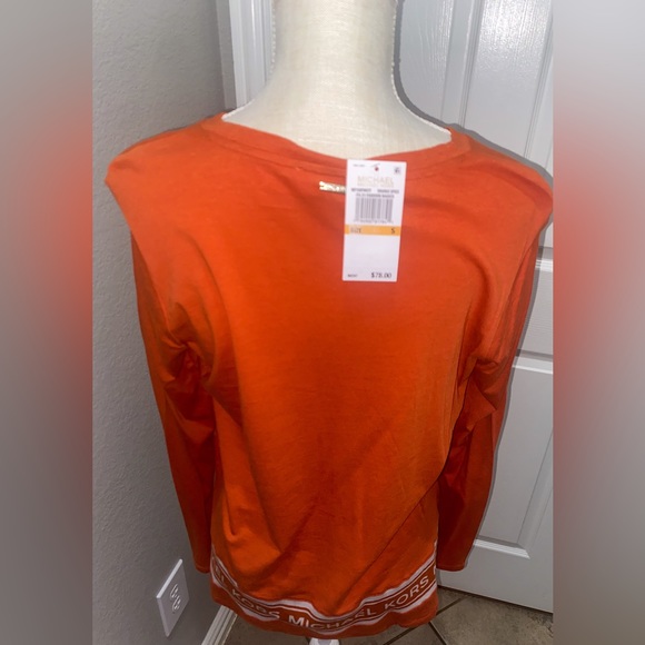 Michael Kors Orange Spice Long Sleeved Branded Top - Sz Small - NWT - Picture 3 of 4